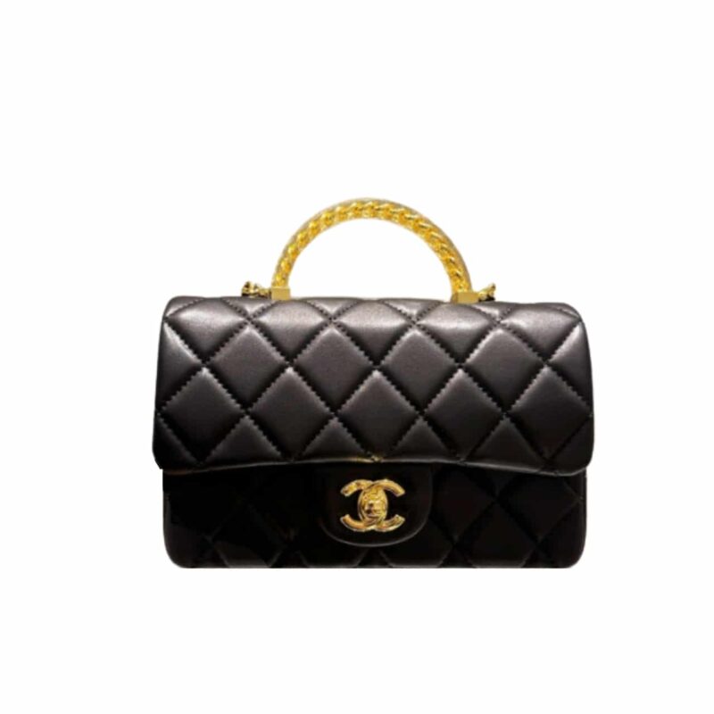 Chanel Wallet On Chain And Resin With Gold Tone Metal Black 20Cm