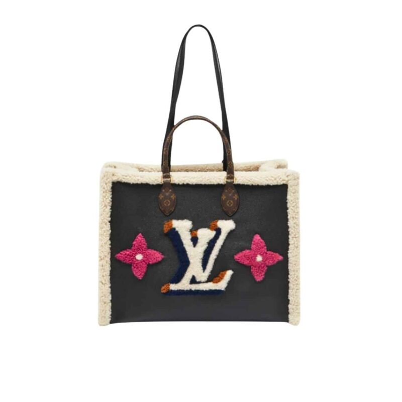 LOUIS VUITTON BLACK SHEARLING MONOGRAM ONTHEGO GM BAG BLACK 35CM