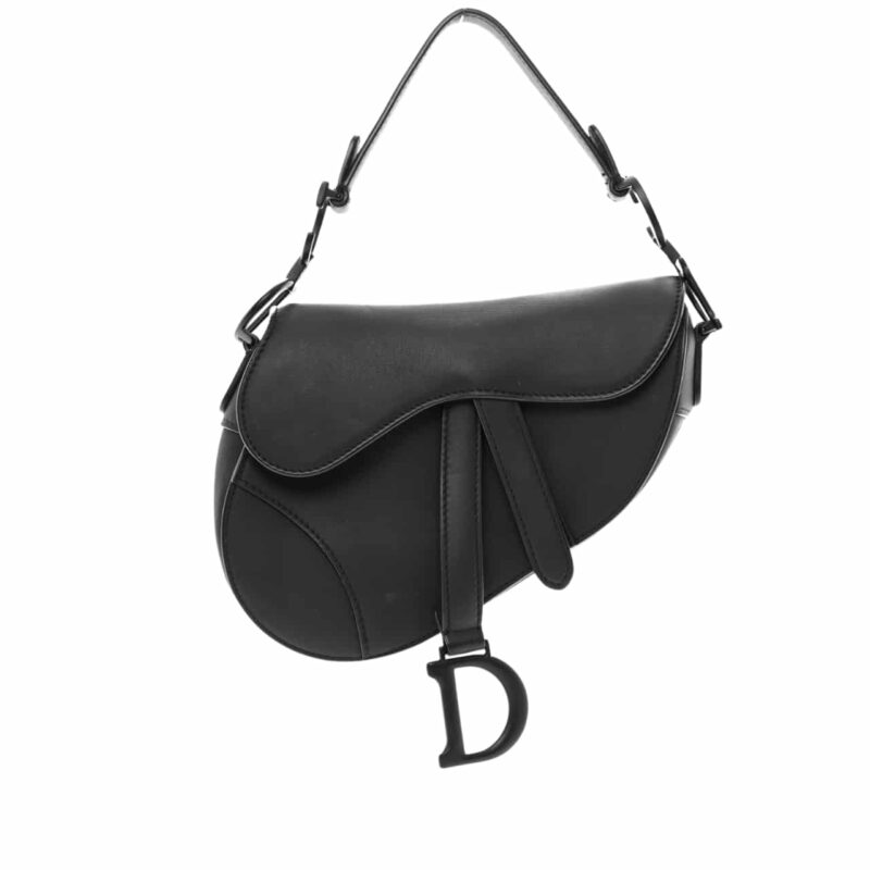 DIOR ULTRA MATTE LEATHER SADDLE BAG BLACK 25CM