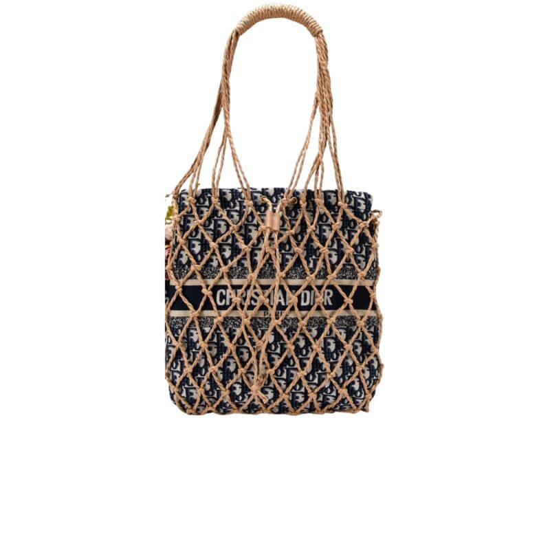 DIOR NET TOTE BAG OBLIQUE TECHNICAL FABRIC BLUE 55CM