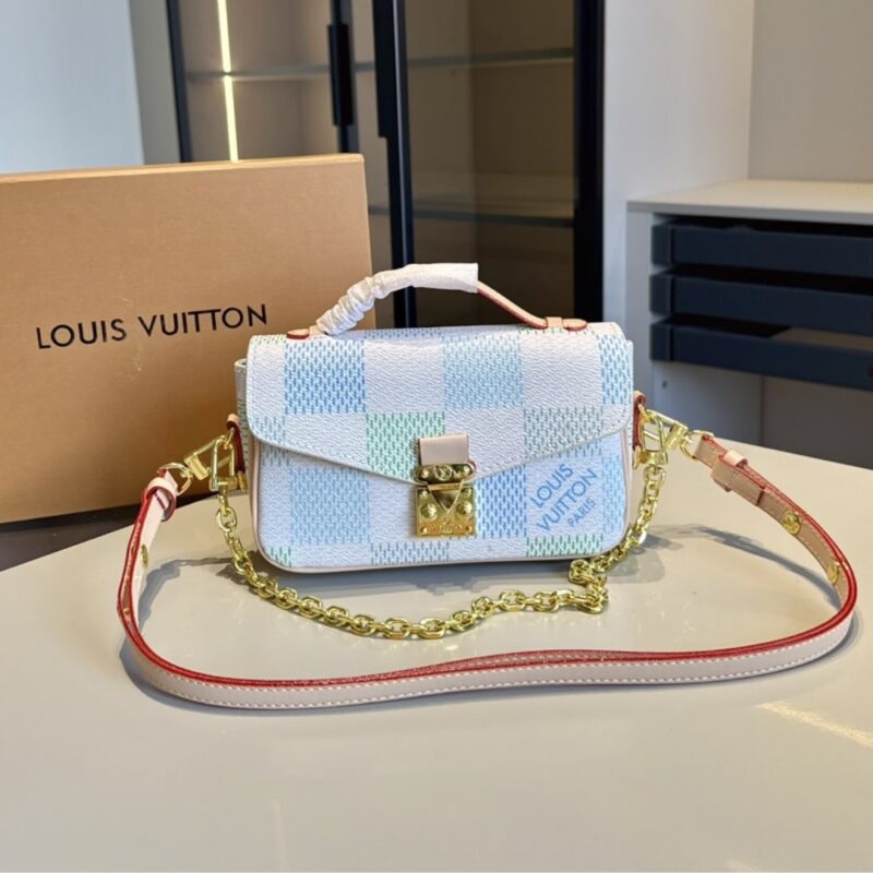 Alternative view of Louis Vuitton Pochette Métis East West Damier Canvas Light Blue 21Cm