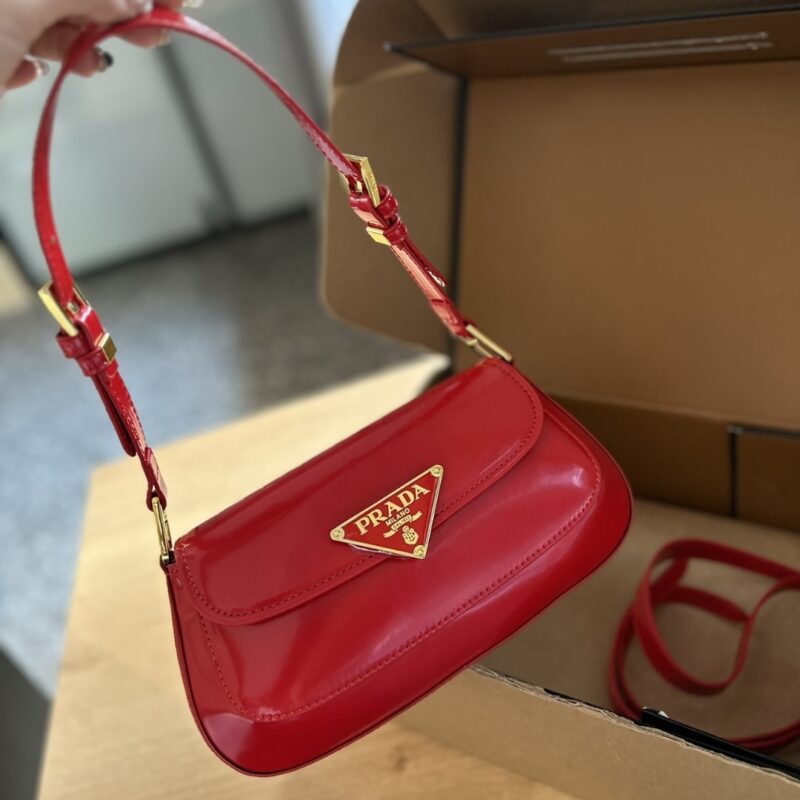 Alternative view of Prada Patent Leather Shoulder Bag In Cherry Red 25Cm 1Bd355 069 F0E06 V Hto