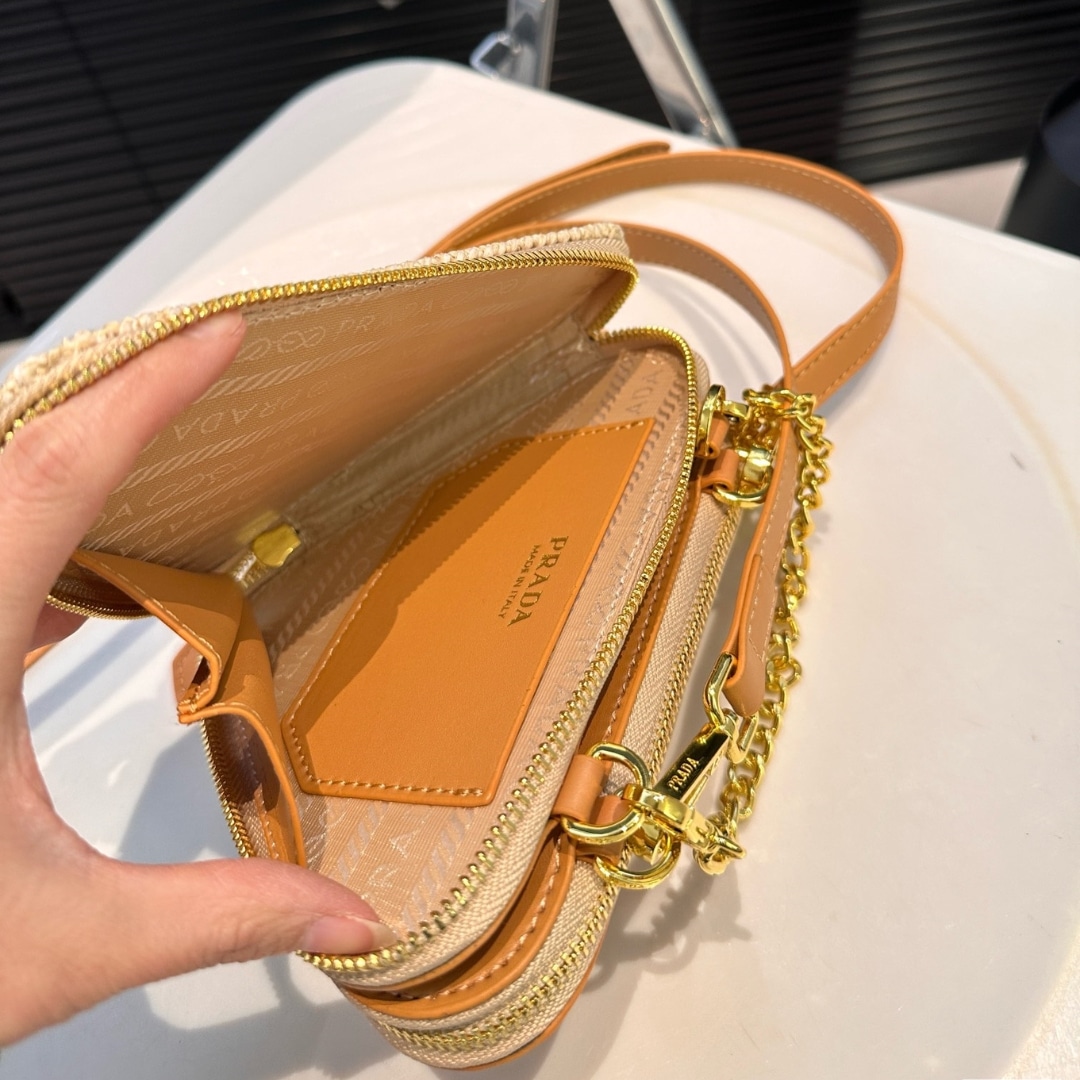 Prada Crochet Mini Pouch Natural 19cm 1NR015 2CXK F0018 - Image 8