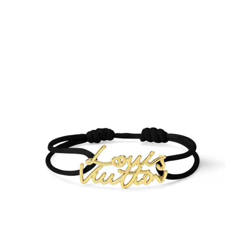 Louis Vuitton Lv Script Bracelet Black Gold M4437Z