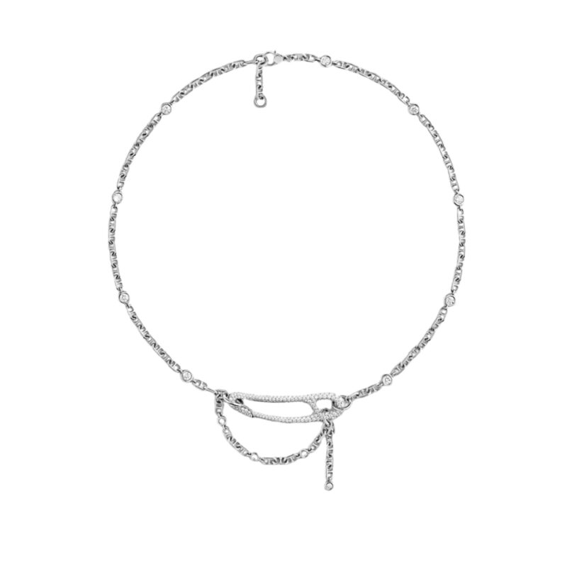 Hermes Chaine Dancre Punk Necklace Silver