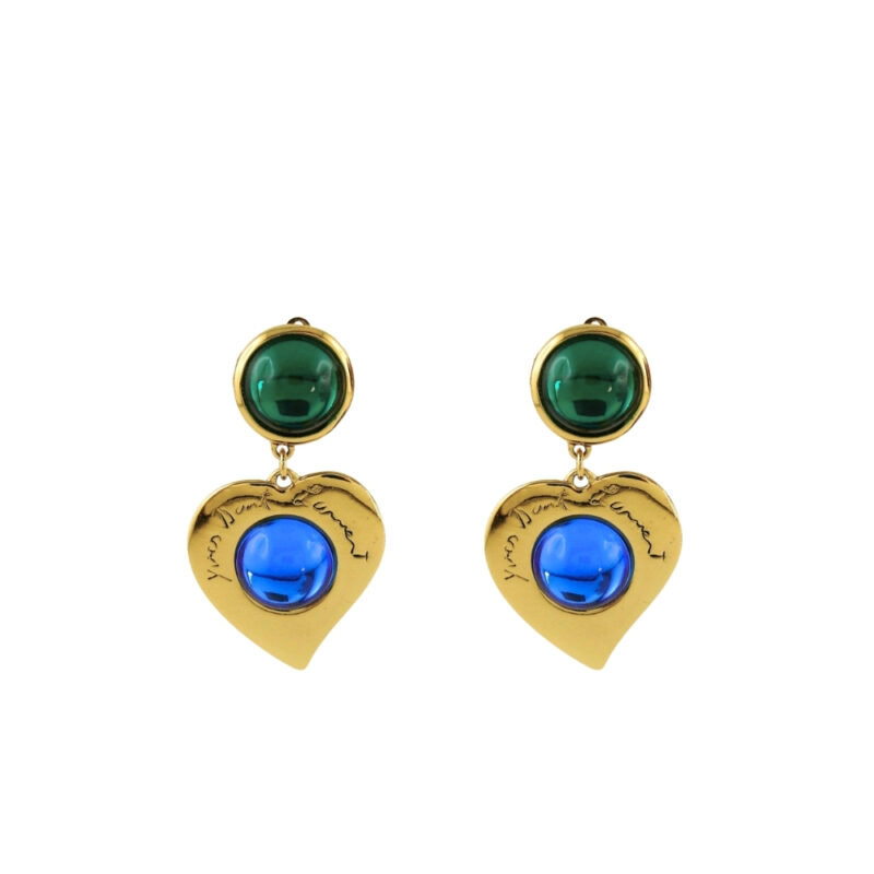 Saint Laurent Heart Drop Earrings In Gold Metal