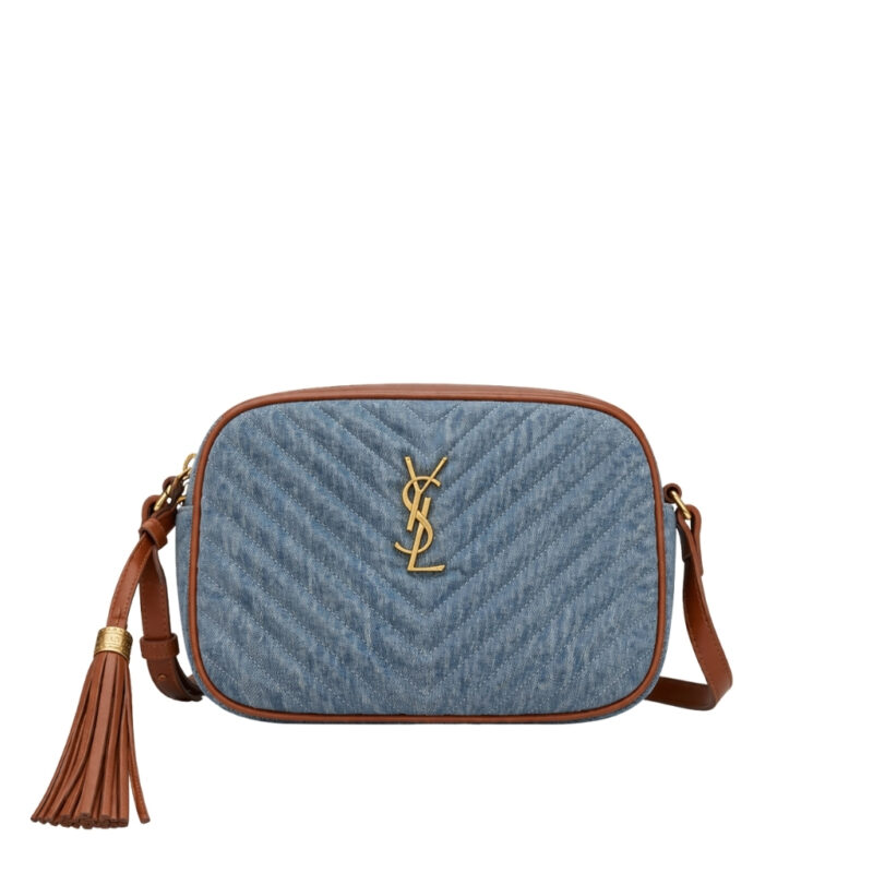 Saint Laurent Blue Mini Lou Denim Camera Bag 23Cm