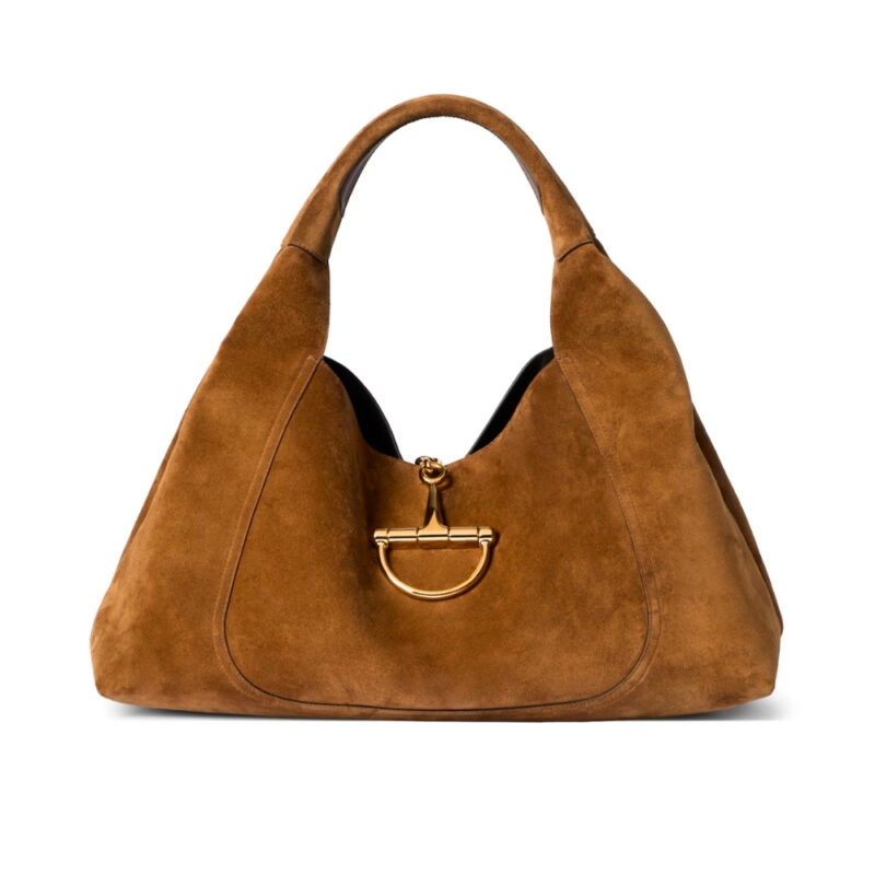 Gucci Softbit Maxi Shoulder Bag Brown Suede 46Cm 837466 AAFLB 2118