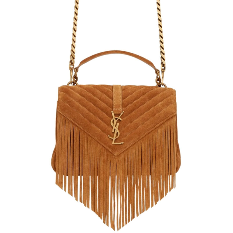 Saint Laurent Medium College Chain Bag In Suede Cinnamon 24Cm 531705 0U0K7 7761