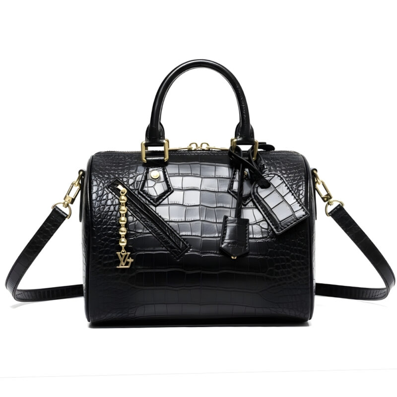 Louis Vuitton Speedy Satchel Bag Black 25Cm