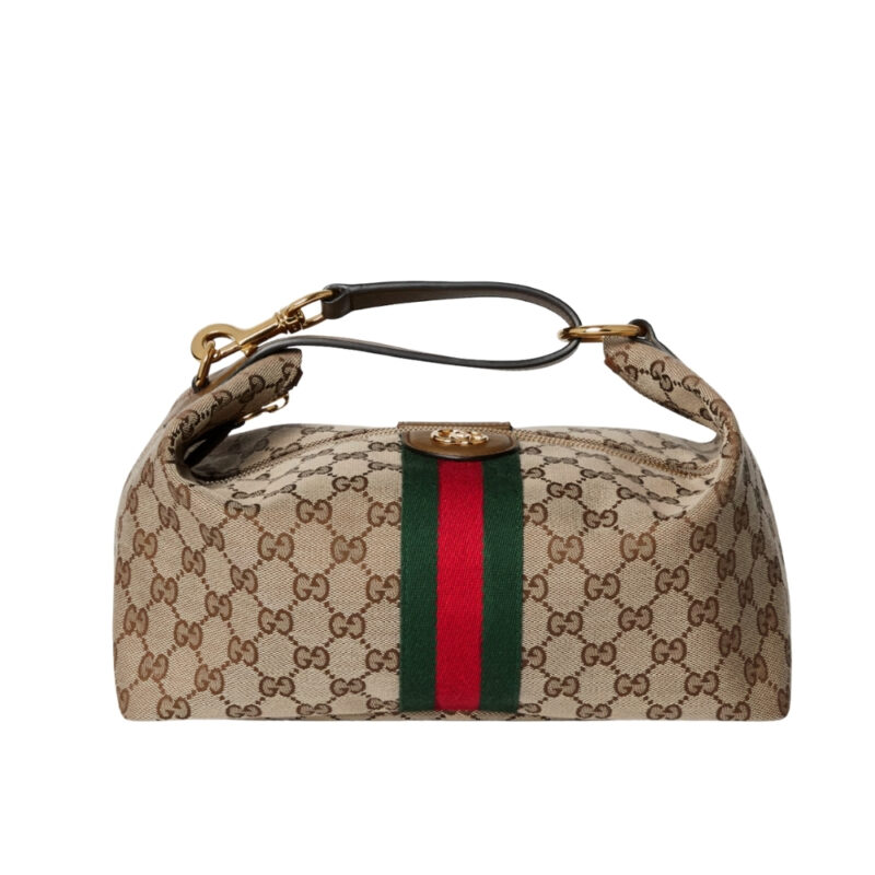 Gucci Vanity Medium Top Handle Bag Beige And Brown GG Canvas 27Cm ‎857799 FAFUF 9870