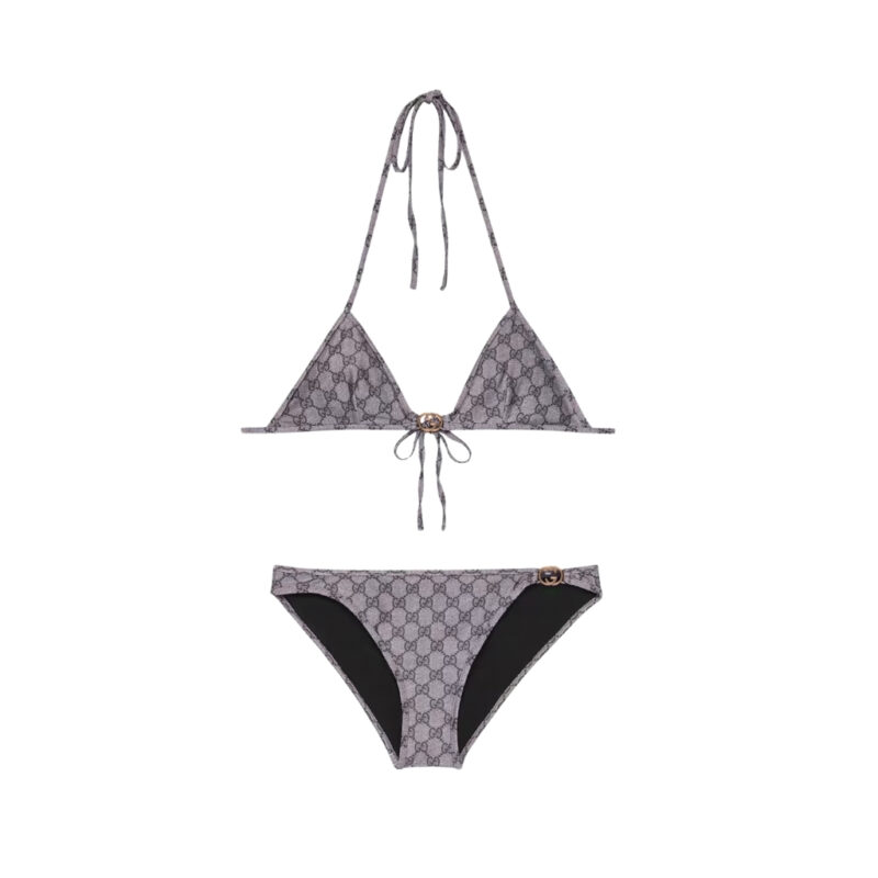 Gucci Printed GG Stretch Jersey Bikini Dark Grayish Purple