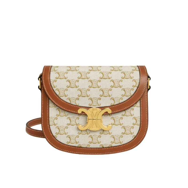 Celine Mini Besace In Triomphe Canvas And White 18Cm 196702Bzj 01Bc