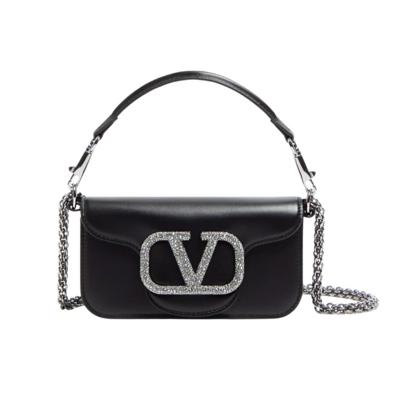 Valentino Garavani Locò Small Shoulder Bag With Jewel Logo Black 20Cm 7W2B0K53CWR 249