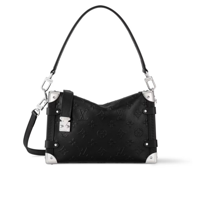 Louis Vuitton MM Side Trunk Bag Silver Metal Black 23Cm M14572