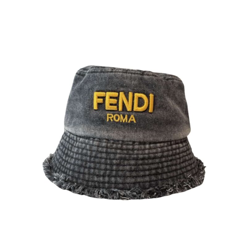 Fendi Roma Denim Bucket Hat Black