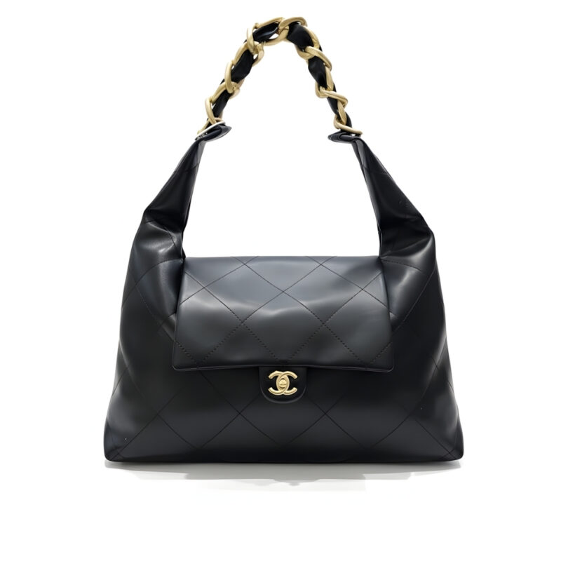 Chanel Maxi Hobo Bag Black Leather 43Cm AS5839 B22140 94305