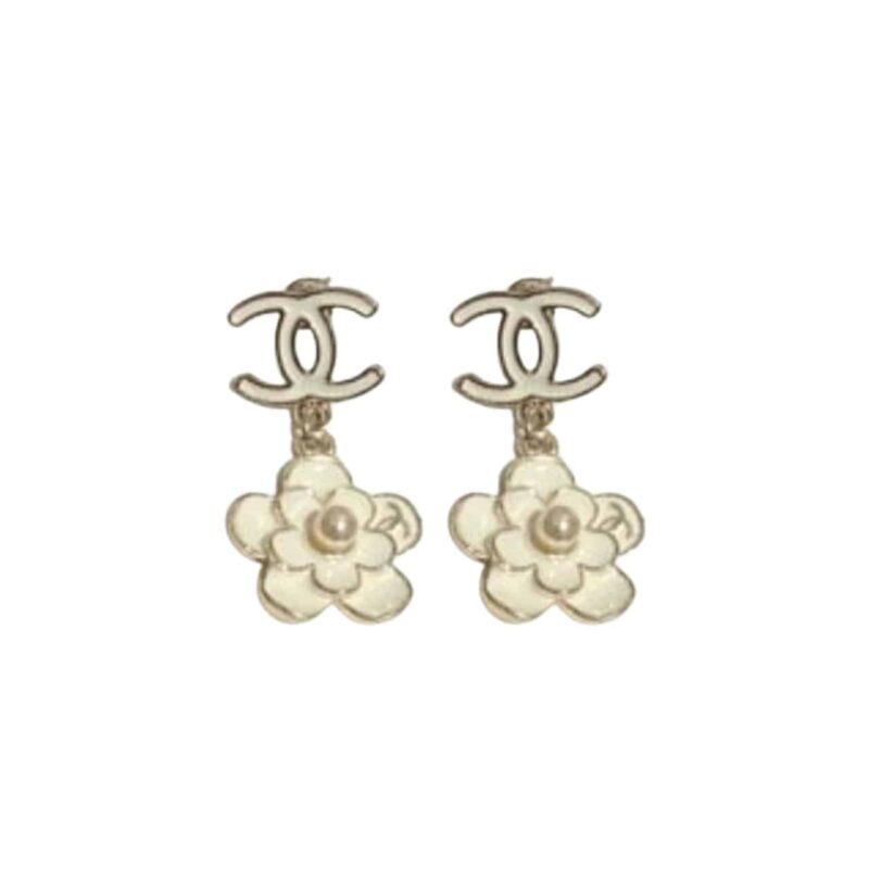 Chanel Flower White Earrings