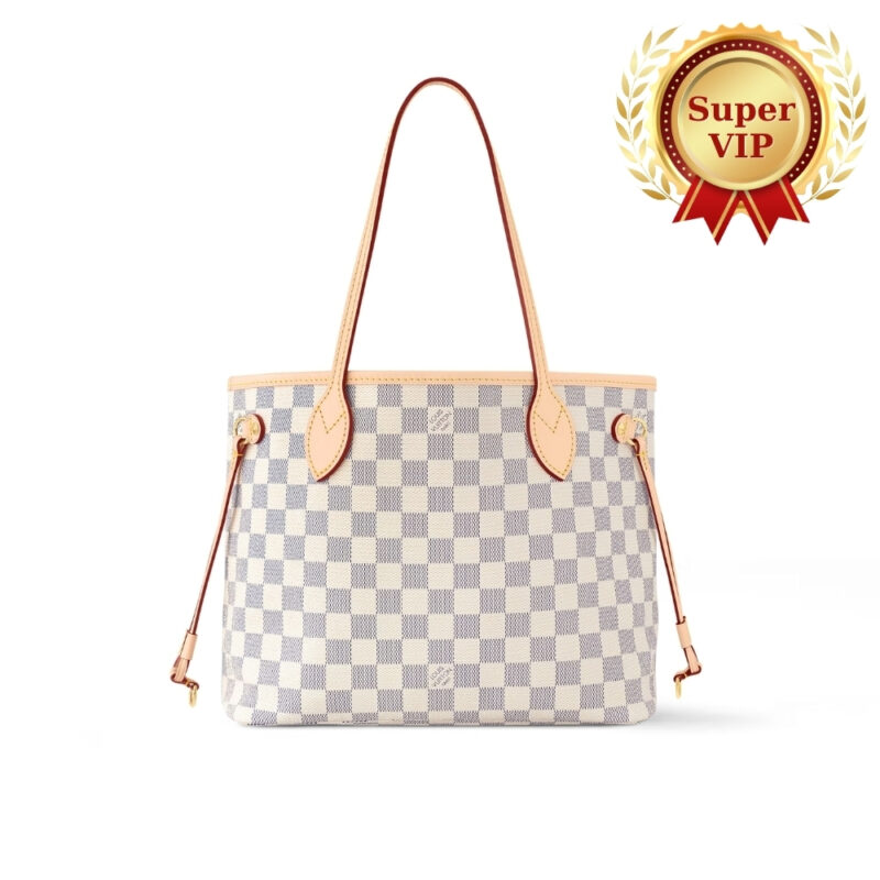 [Super Vip 1:1] Louis Vuitton Neverfull PM Damier Azur Pink 29Cm