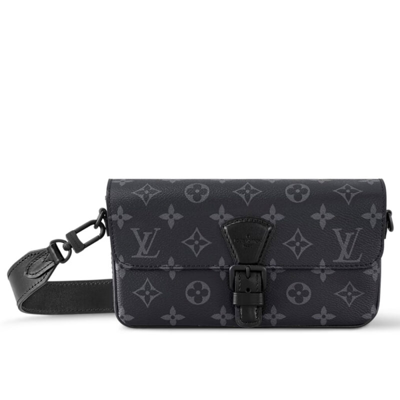 Louis Vuitton Montsouris Wearable Wallet Monogram Eclipse Canvas Black 22Cm M83567