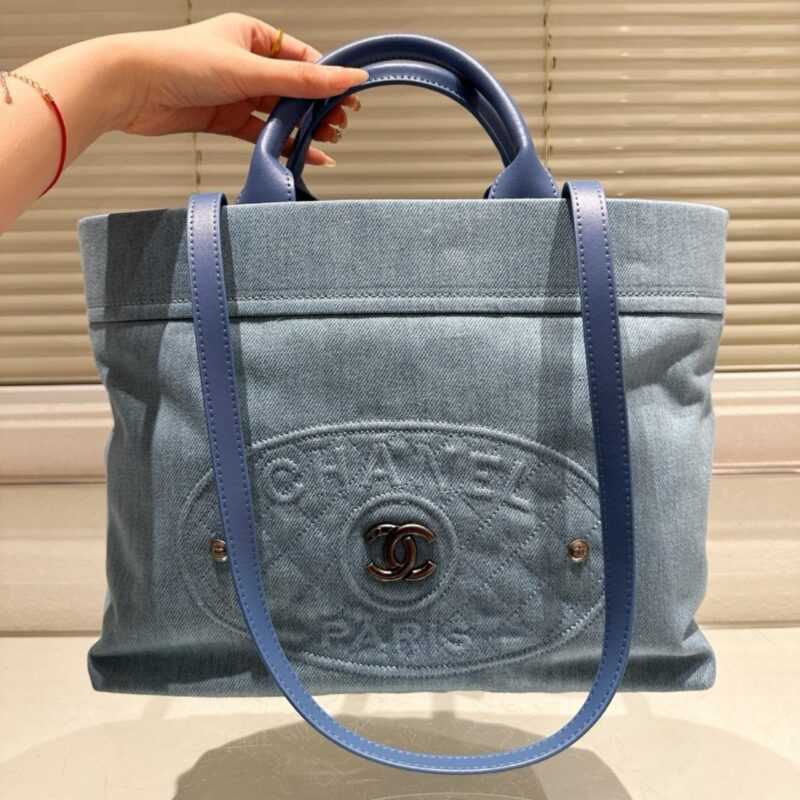 Alternative view of Chanel Paris Book Tote Two Way Shoulder Bag Denim Blue 35Cm