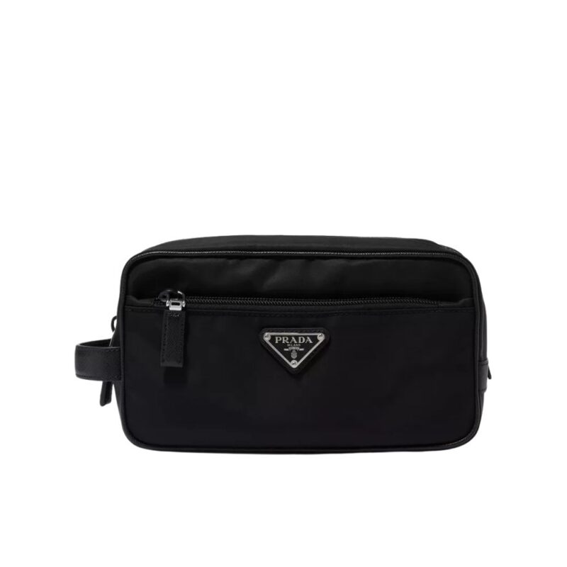 Prada ReNylon and Saffiano Leather Travel Black 22Cm