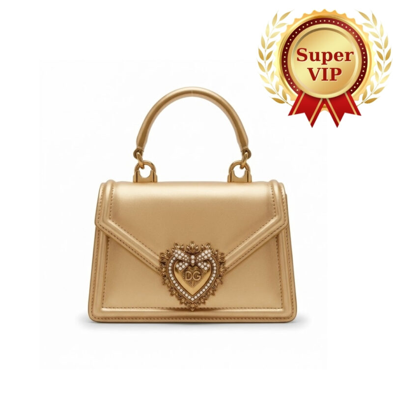 [Super Vip 1:1] Dolce Gabbana Small Devotion Bag In Nappa Mordore Leather Gold 19Cm BB6711A101687503