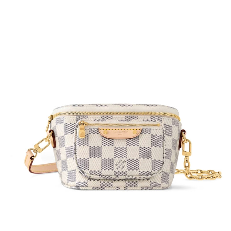 Louis Vuitton Mini Bumbag Damier Azur Canvas White 17cm N00130