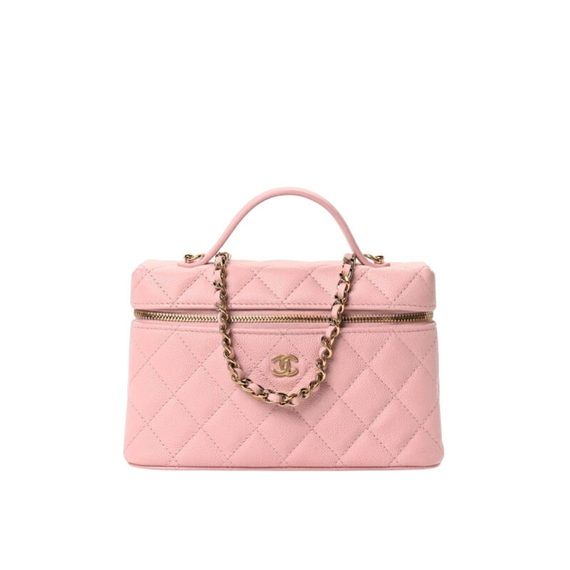 Chanel Classic Vanity With Chain Gold Hardware Pink 19Cm