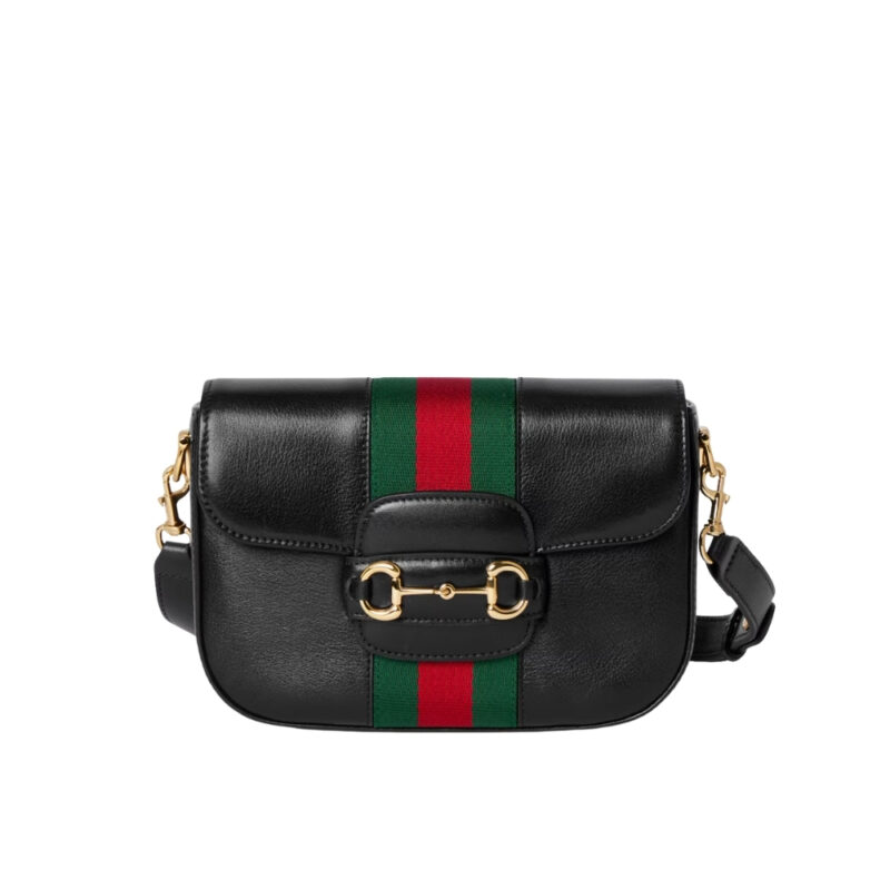 Gucci Horsebit 1955 Small Shoulder Bag Black Leather 21cm 866762 AAGIQ 1053