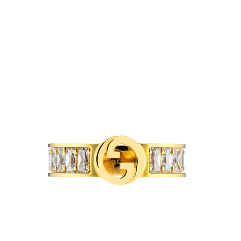 Gucci Blondie Wide Crystal Ring Gold 837231 JAAHV 8062