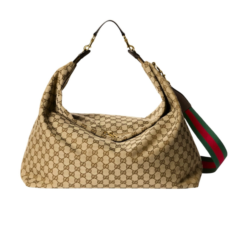 Gucci Brera Large Crossbody Bag Sand And Dark Brown GG Canvas 48Cm 864485 FAFV9 9653
