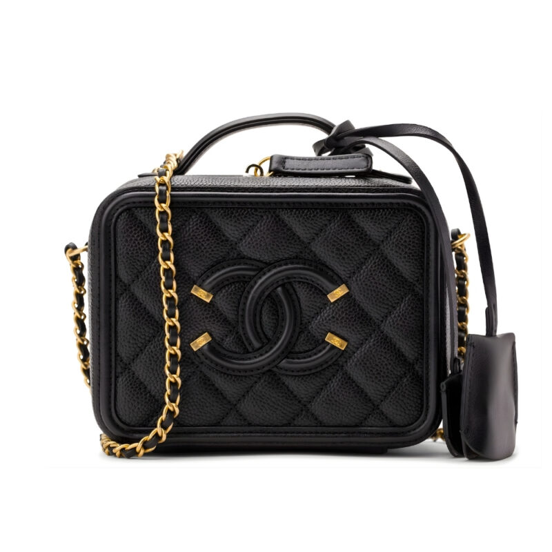 Chanel CC Filigree Medium Vanity Case Black 21Cm