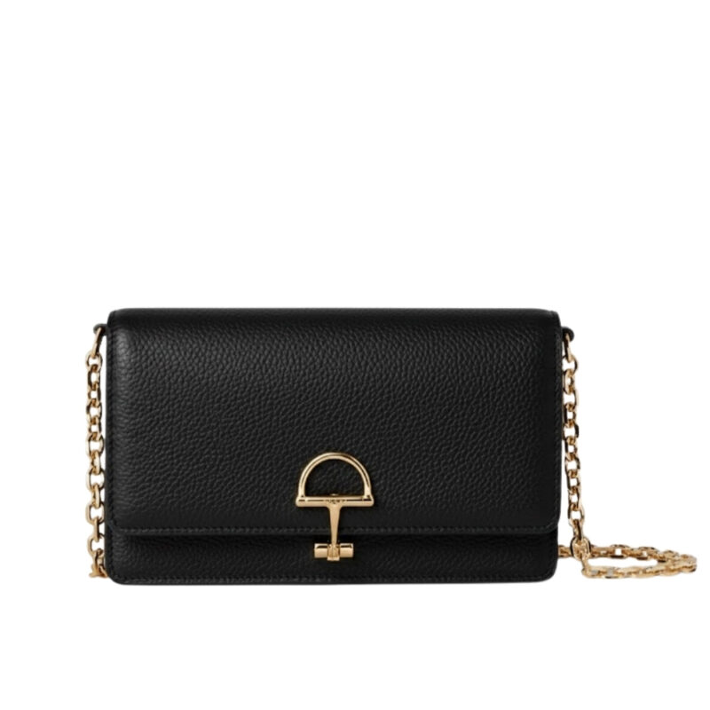 Gucci Half Horsebit Wallet On Chain Black 20Cm