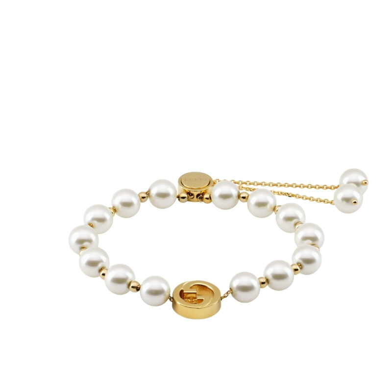 Gucci Interlocking Pearl Bracelet Gold ‎839033 JCF27 8062
