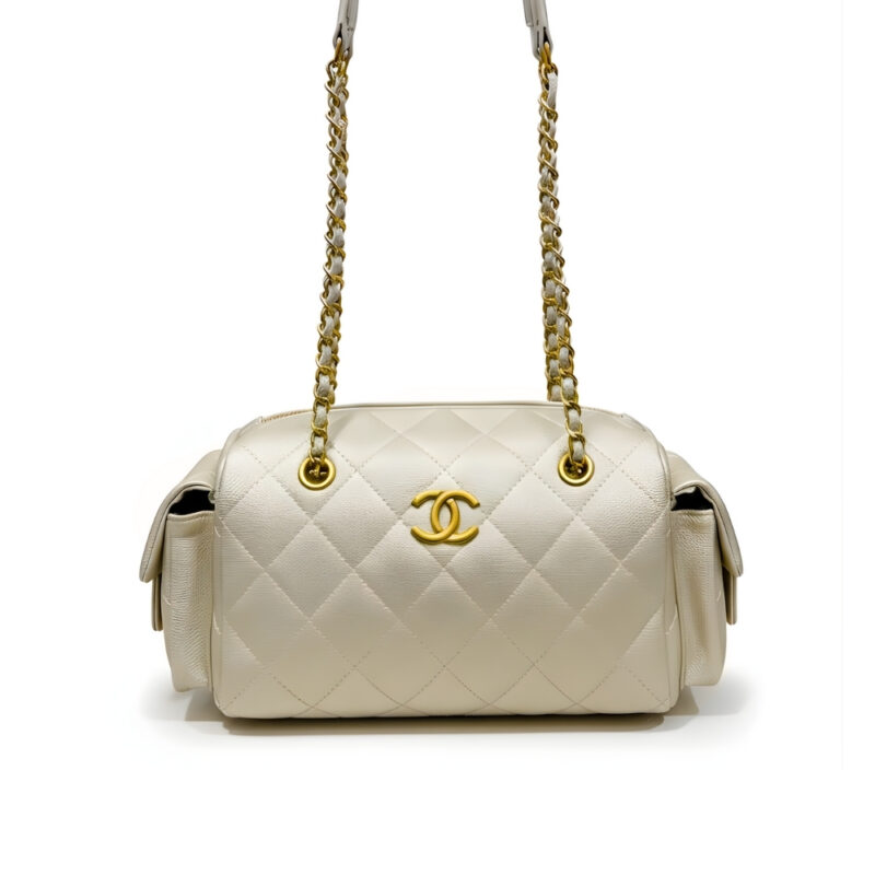 Chanel Small Bowling Bag Light Beige 25Cm