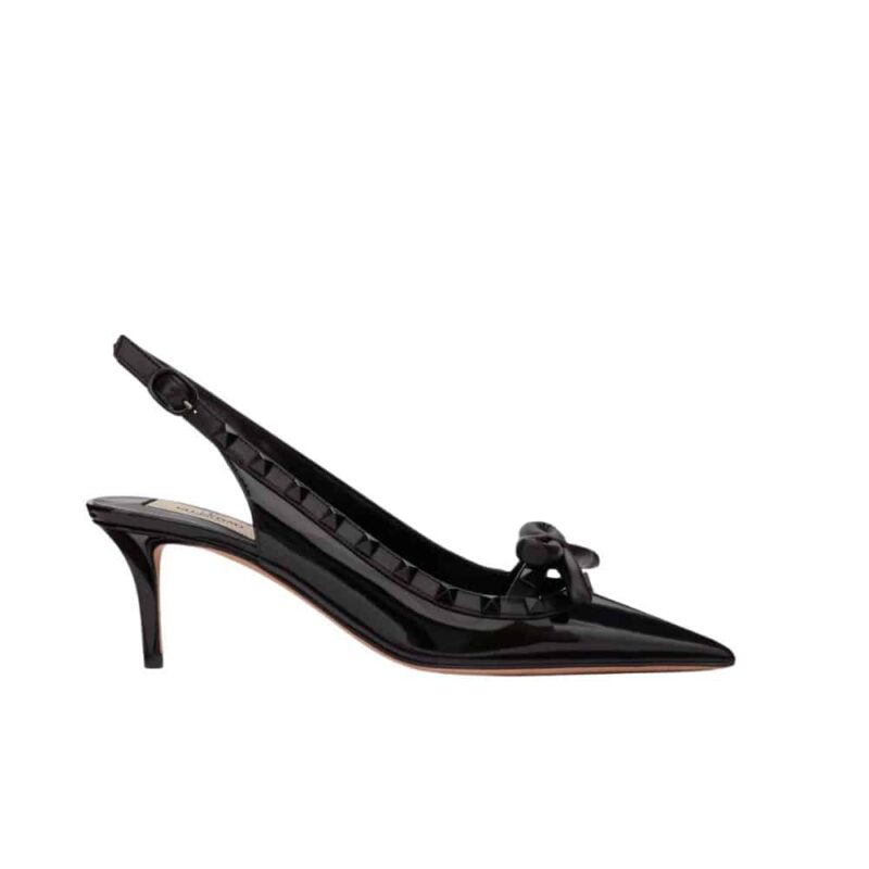 Valentino Rockstud Bow Slingback Pump In Patent Leather With Matching Studs Black 4W2S0Ib8Ixh 0No