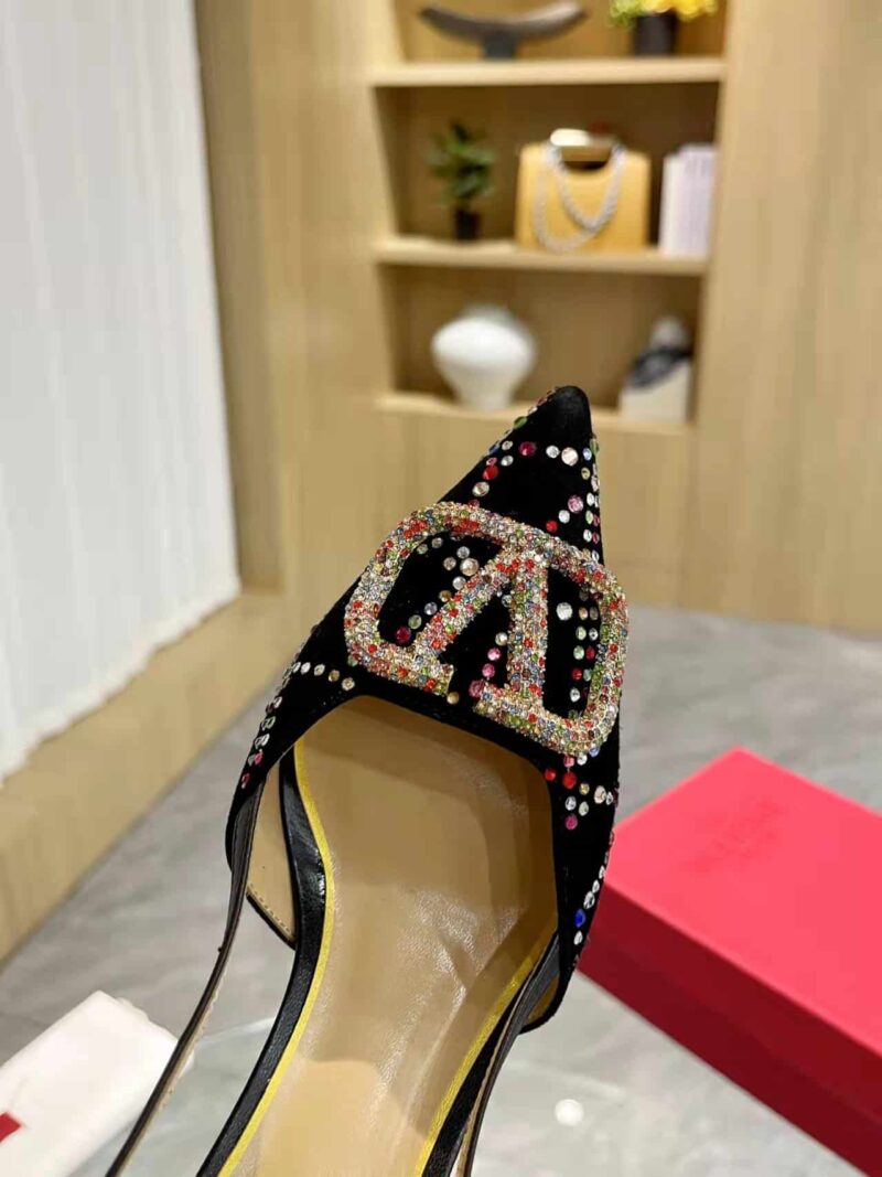 Alternative view of Valentino Vlogo Signature Back Strap Crystal High Heels Black