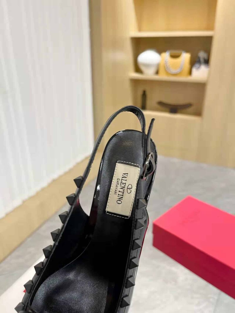 Alternative view of Valentino Rockstud Bow Slingback Pump In Patent Leather With Matching Studs Black 4W2S0Ib8Ixh 0No