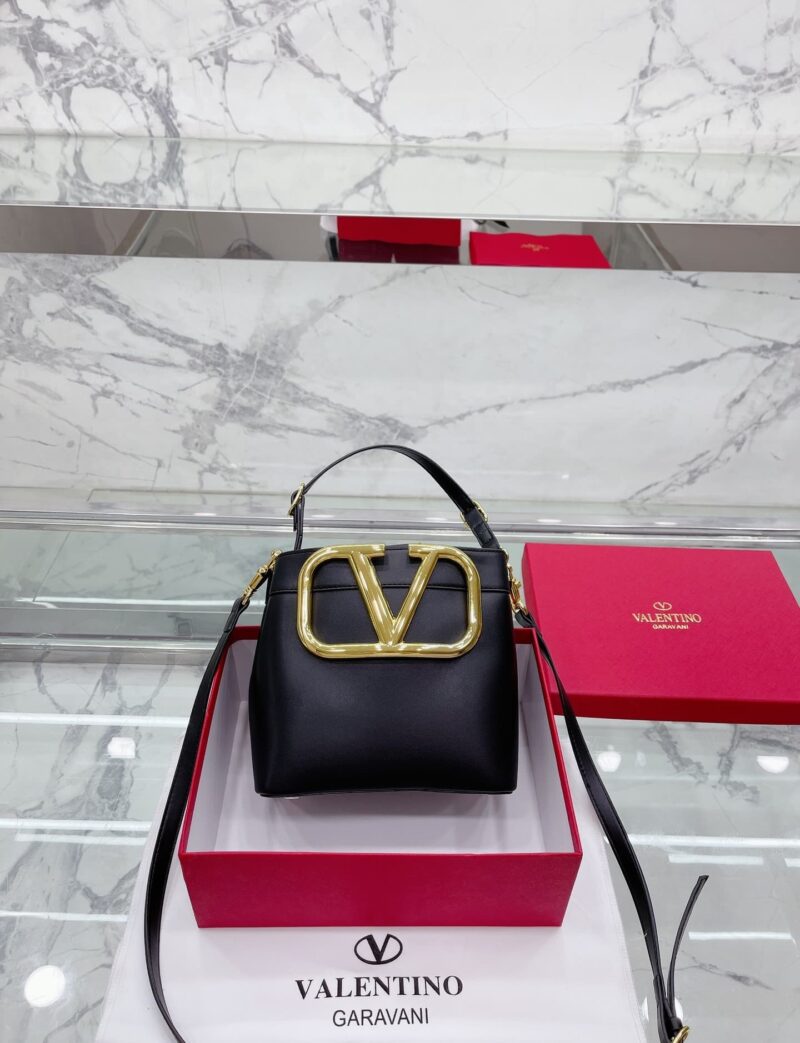 Alternative view of Valentino Garavani Supervee Leather Bucket Bag Black 20Cm