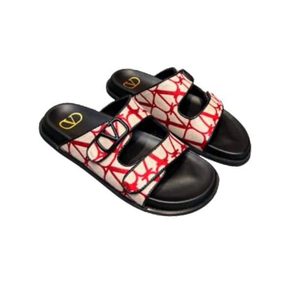 Valentino Garavani Vlogo Toile Iconographe Sandal Red