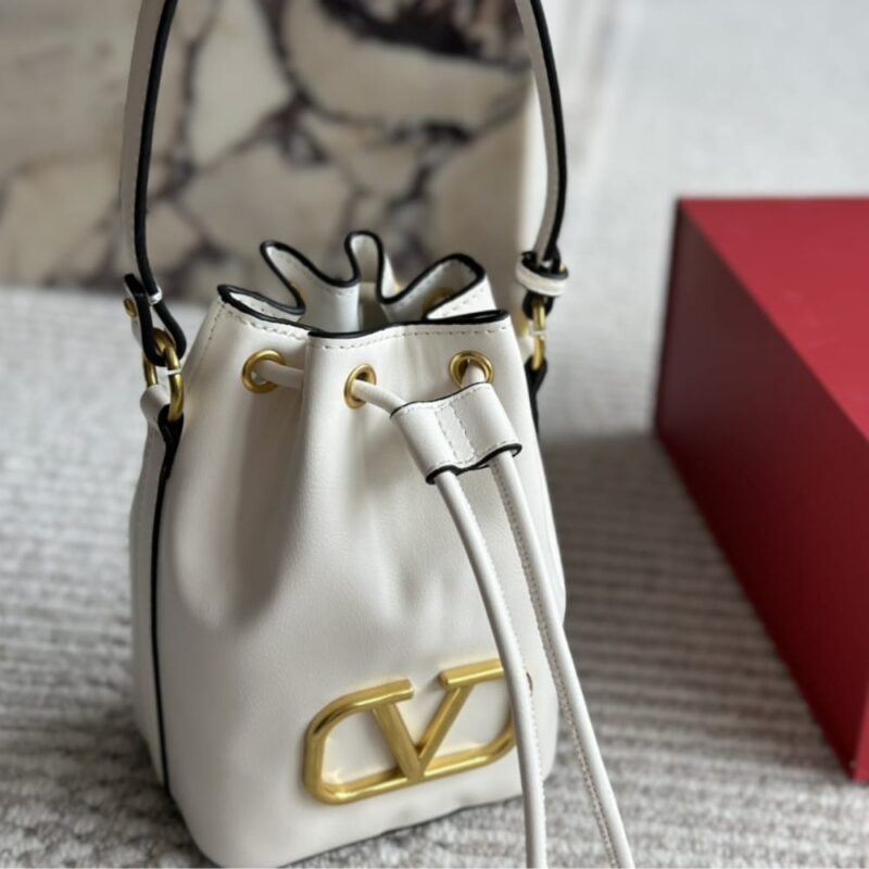 Alternative view of Valentino Mini Vlogo Signature Bucket Bag In Nappa Leather White 22Cm 3W2P0Z44Vnl 098