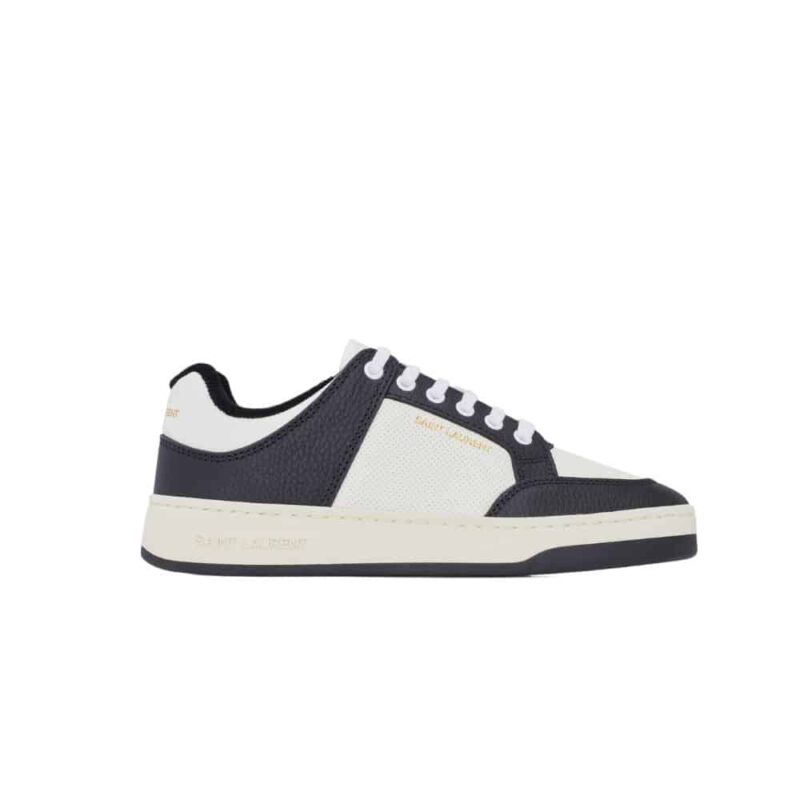 Saint Laurent Perforated Leather Sneakers Black And White