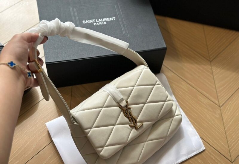 Alternative view of Saint Laurent Le 57 Quilted Leather Shoulder Bag White 27Cm