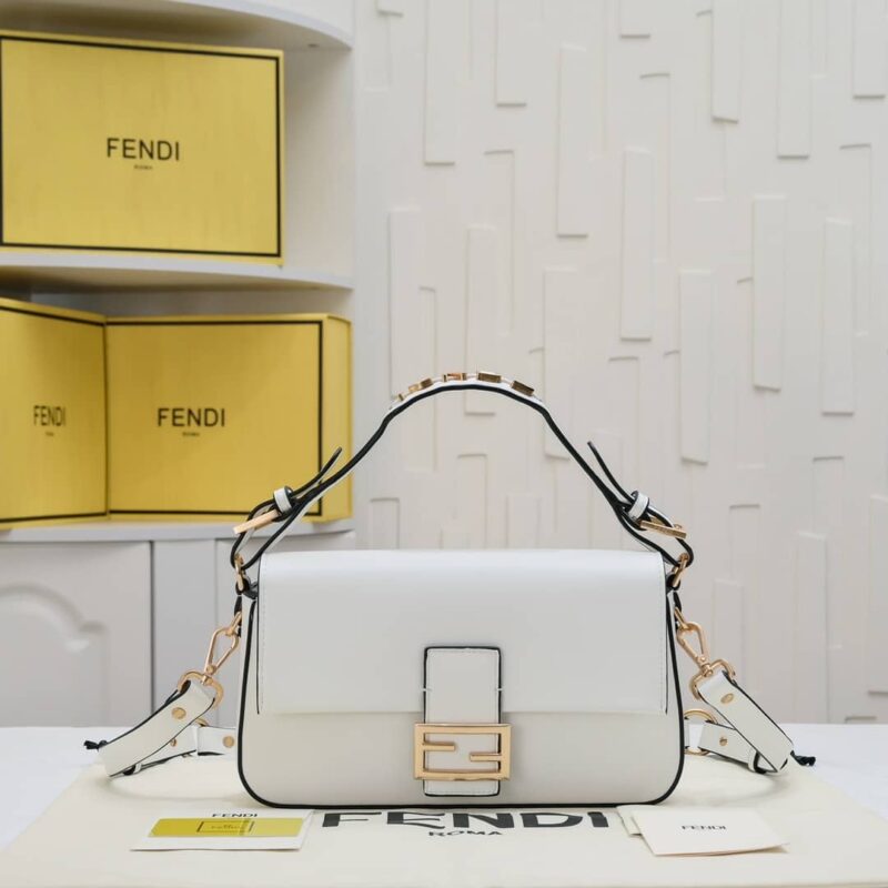 Alternative view of Fendi Baguette Bag White Leather 27Cm 8Br822Apg6