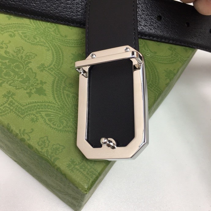 Alternative view of Gucci Black Belt With Square Silver Buckle And Bee Star 35Mm