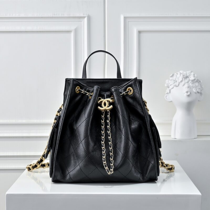 Alternative view of Chanel 25 Medium Size Backpack Grain Effect And Gold Metal Black 23Cm As5600 B20304 94305
