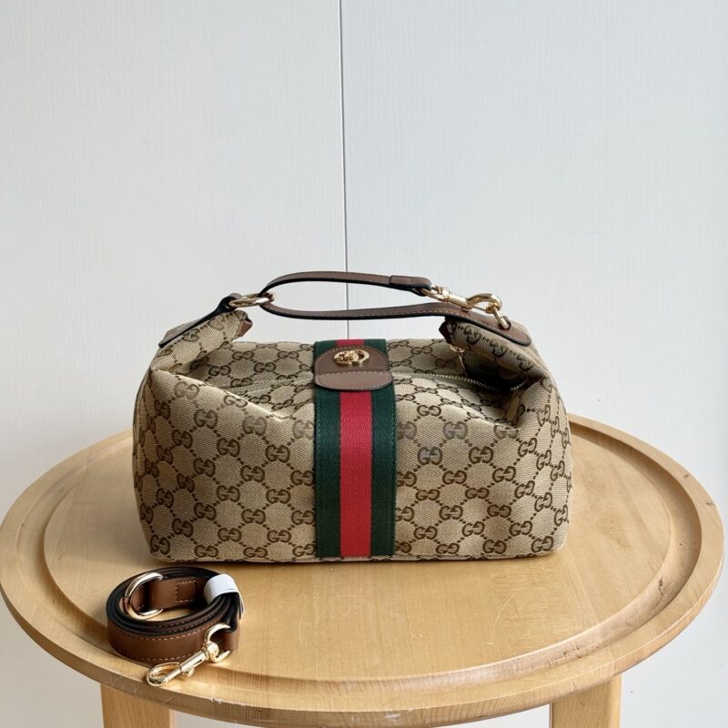 Alternative view of Gucci Vanity Medium Top Handle Bag Beige And Brown GG Canvas 27Cm ‎857799 FAFUF 9870