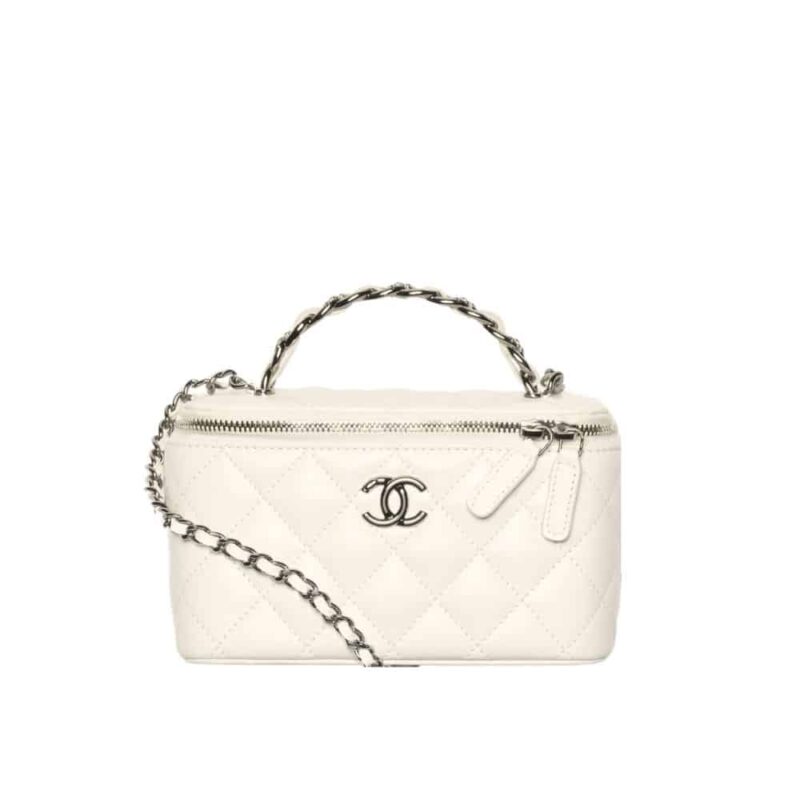 Chanel Clutch With Strap White 16Cm