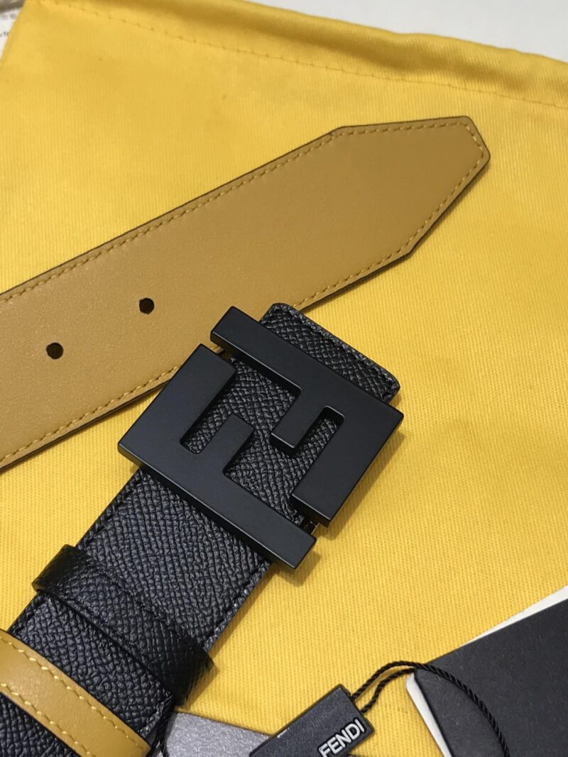 Alternative view of Fendi Reversible Black Leather Belt Yellow 40Mm